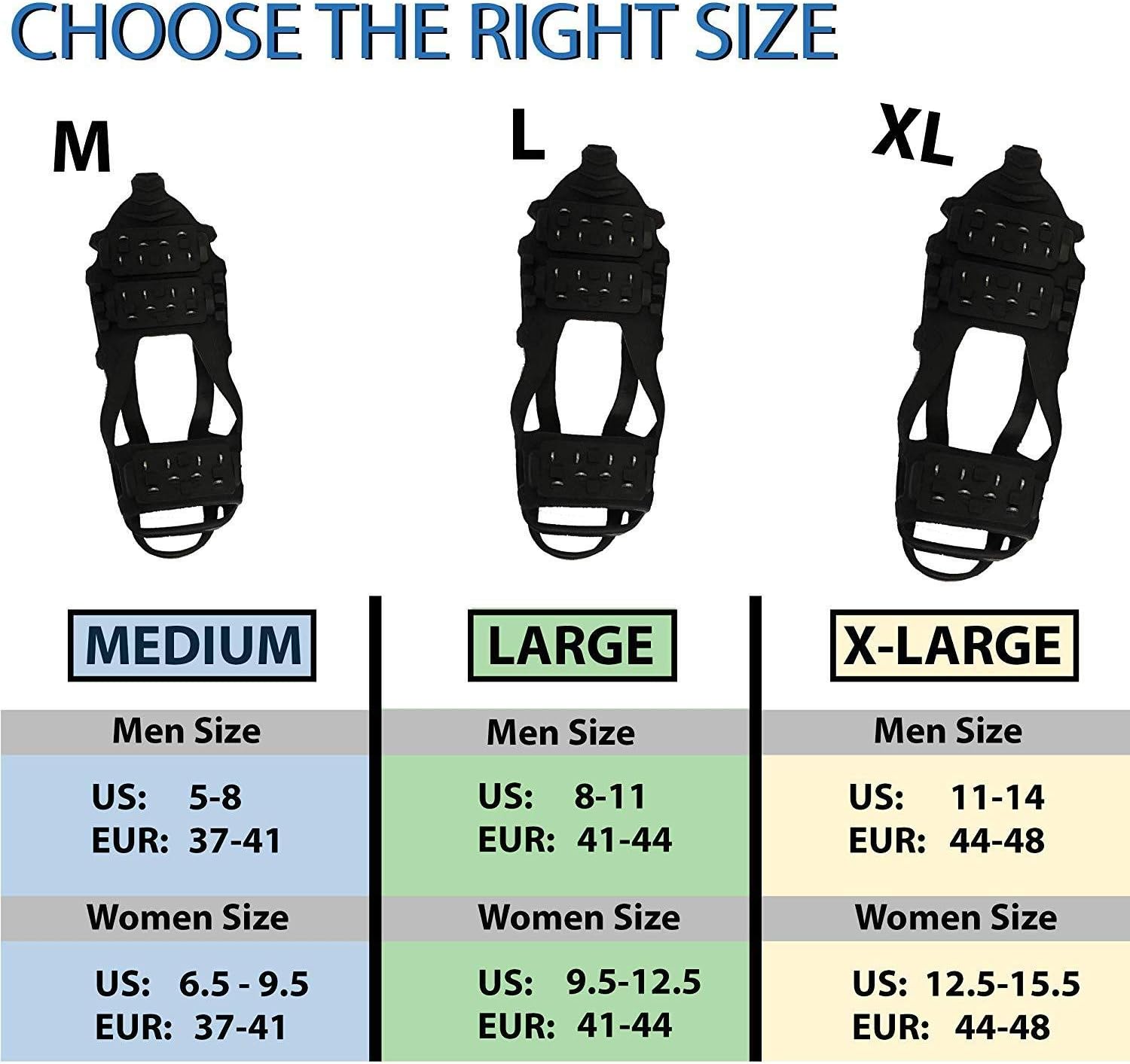 Limm Ice Snow Traction Cleats - Lightweight Crampon Cleats for Walking on Snow & Ice - Anti Slip Grippers Fasten Quickly & Easily Over Footwear - Protable Grips for Shoes and Boots