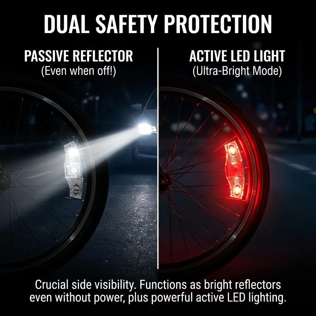 HANZE LED Bike Wheel Lights Reflectors, 9-Color 21 Lighting Modes