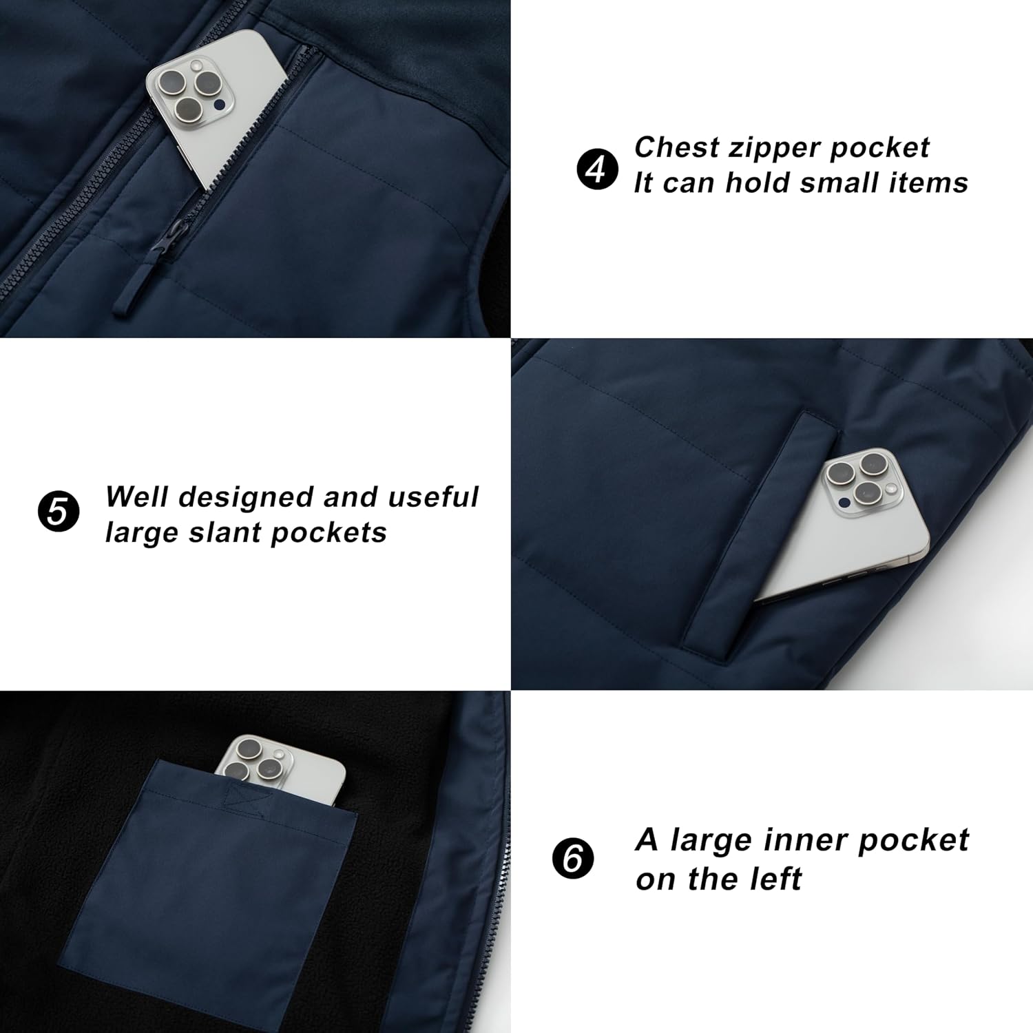 VtuAOL Men's Casual Fleece Lined Vest Outdoor Lightweight Vest Sleeveless Jacket for Travel Hiking