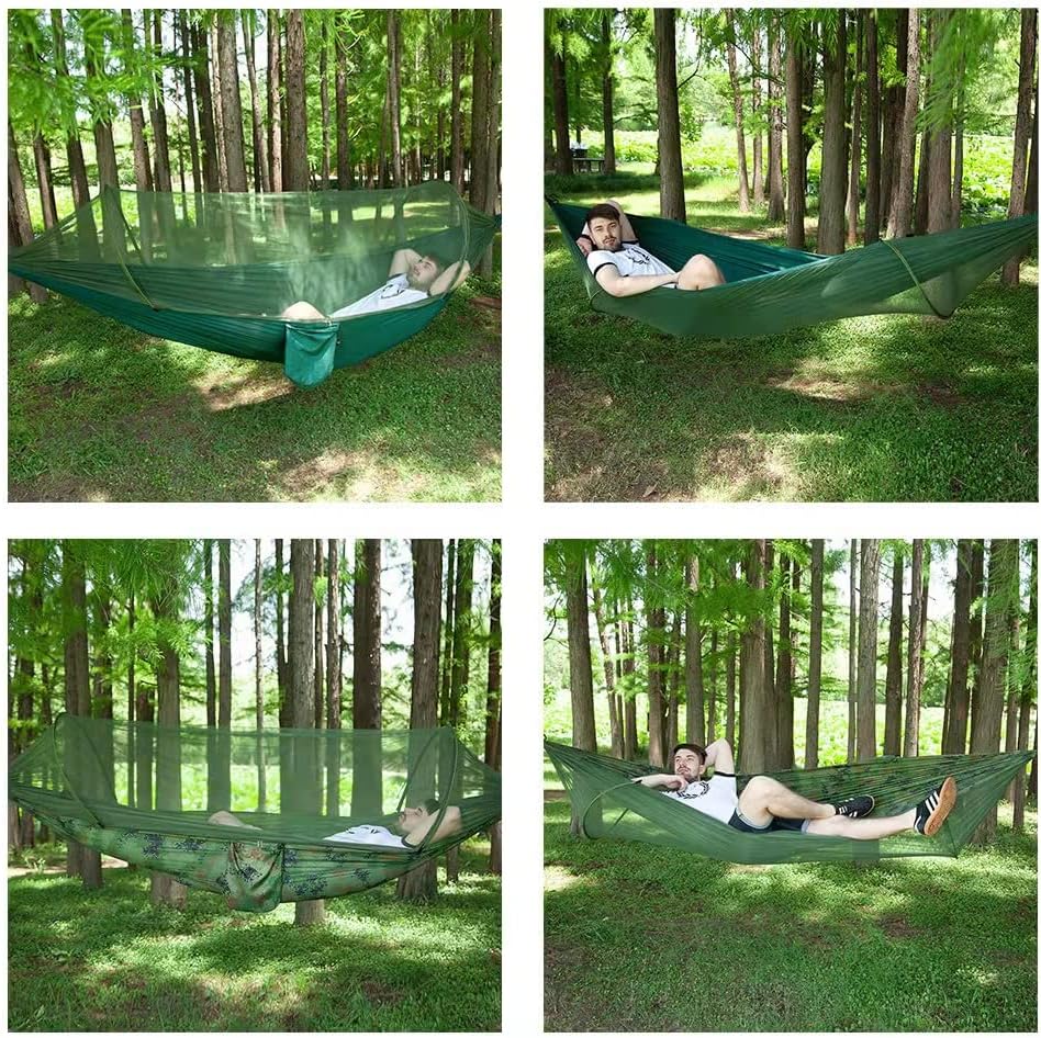 Camping Hammock with Mosquito Net and Rain Fly - Travel Hammock Bug Net - Hammock Tent for Outdoor Hiking Backpacking Travel Camping Accessories and Camping Gear… Military Green