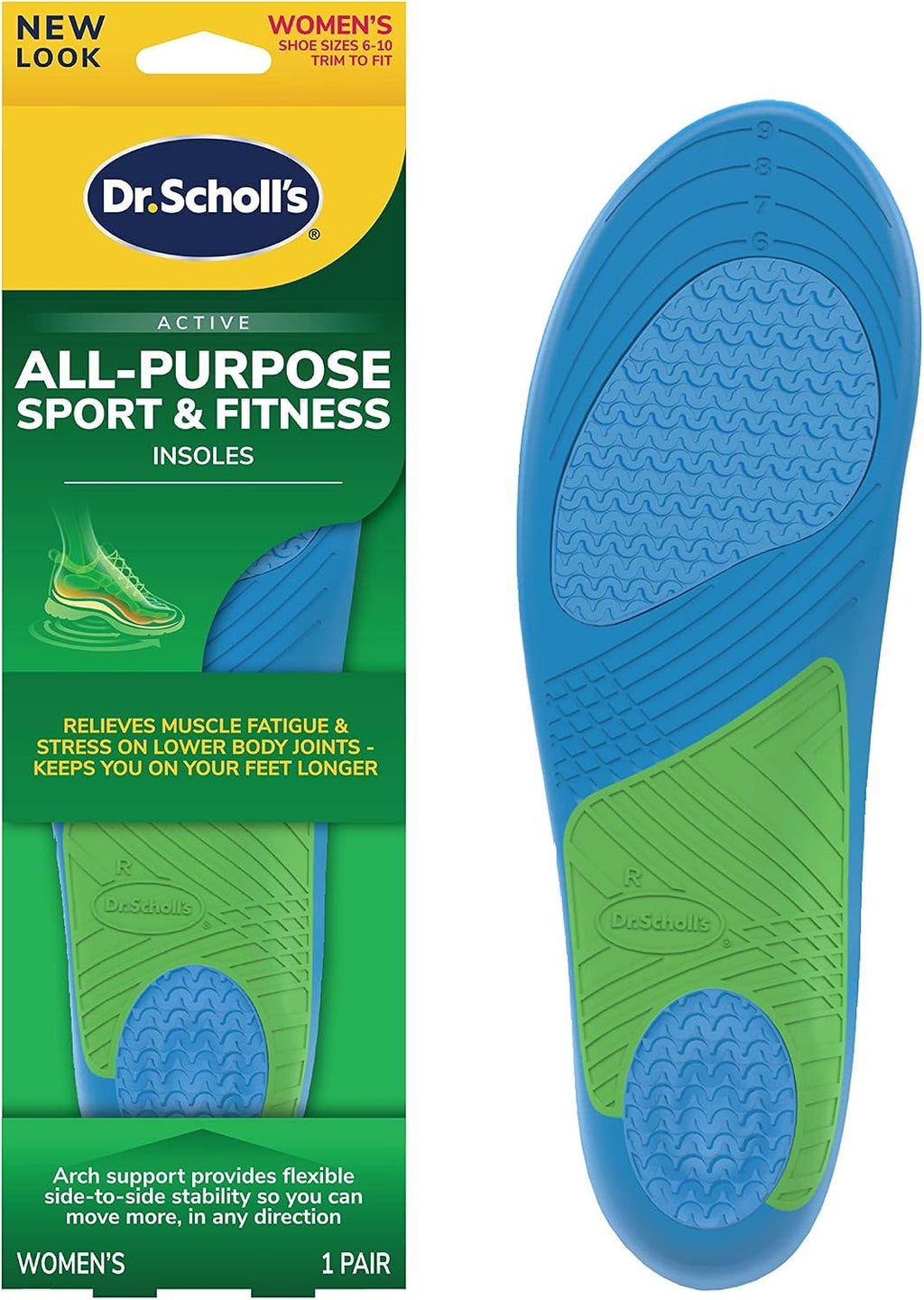 Dr. Scholl’s Sport Insoles, Superior Shock Absorption and Arch Support to Reduce Muscle Fatigue and Stress on Lower Body Joints for Men, Shoe Inserts Men Size 8-14
