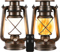 Solar Lantern Outdoor, Flickering Flame LED Vintage Lanterns 2Pack