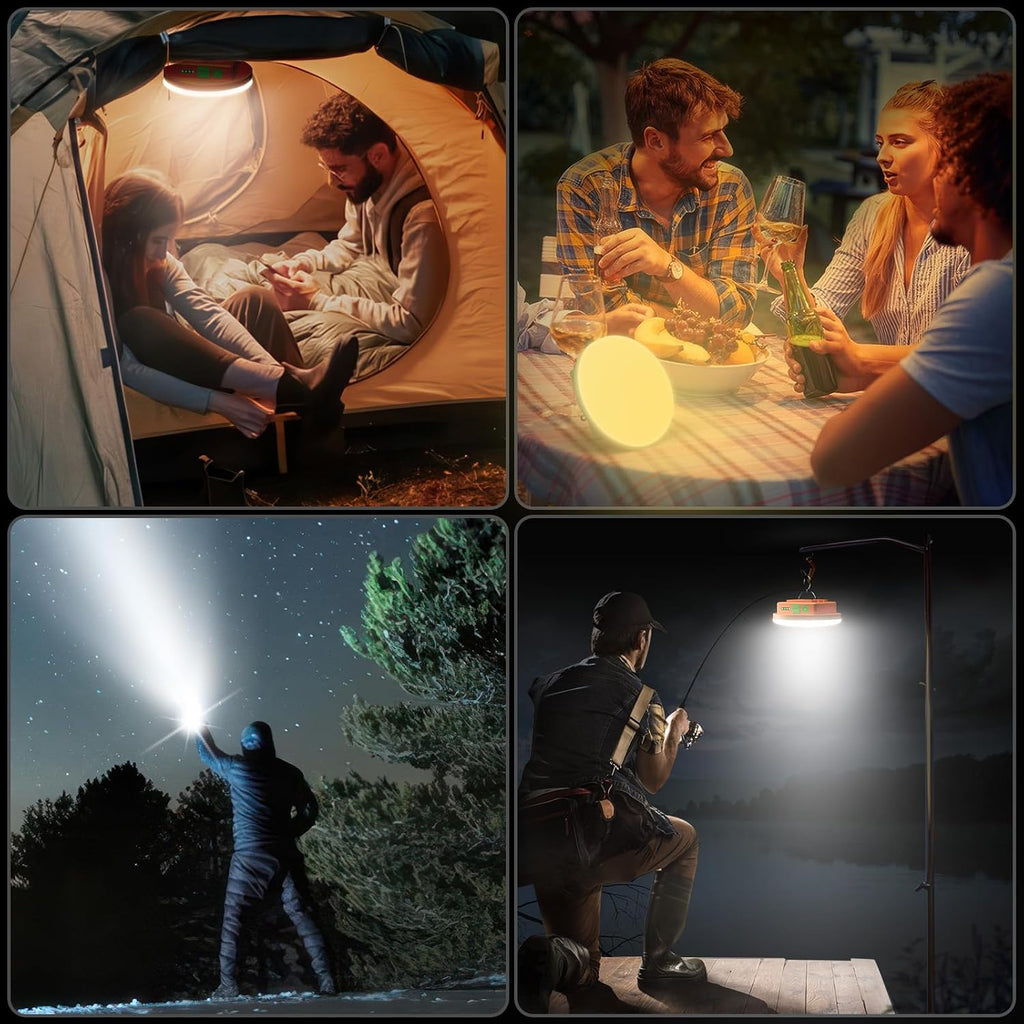 Eventek Camping Lights 12000mAh, Ultra Bright LED Camping Lantern with 4 Modes & Magnetic, IPX5 Waterproof Rechargeable Tent Lights for Power Outages, Tent, Hiking, Emergency - Orange