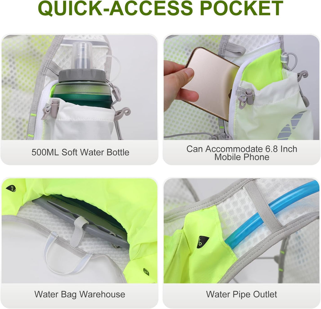 IX INOXTO Running Vest Hydration Backpack, Lightweight Running Backpack Hydration Pack with 1.6L Water Bladder Daypack for Trail Running Hiking Cycling Race Marathon for Women Men
