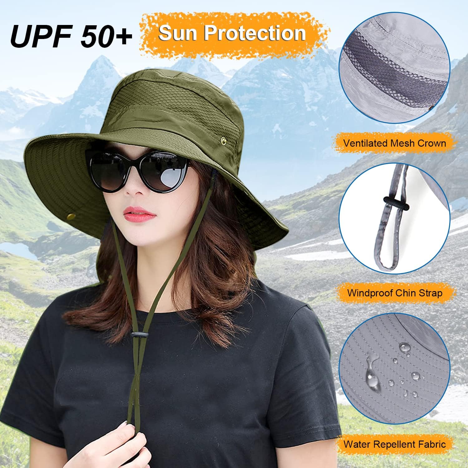 HUAMULAN Wide Brim Sun Hat for Women Men Summer UV Protection Bucket Hats