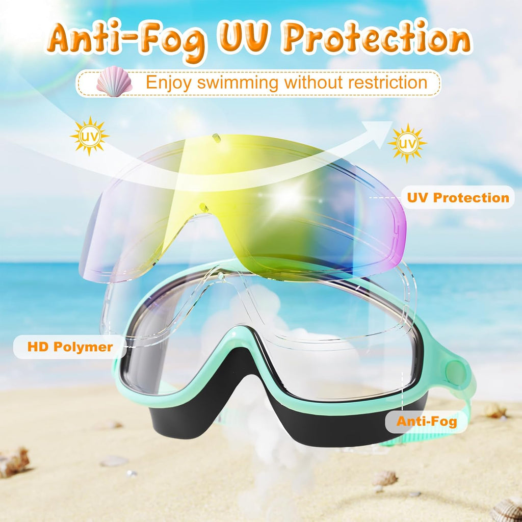 VegoVia 2 Pack Kids Swim Goggles Anti-Fog Wide View