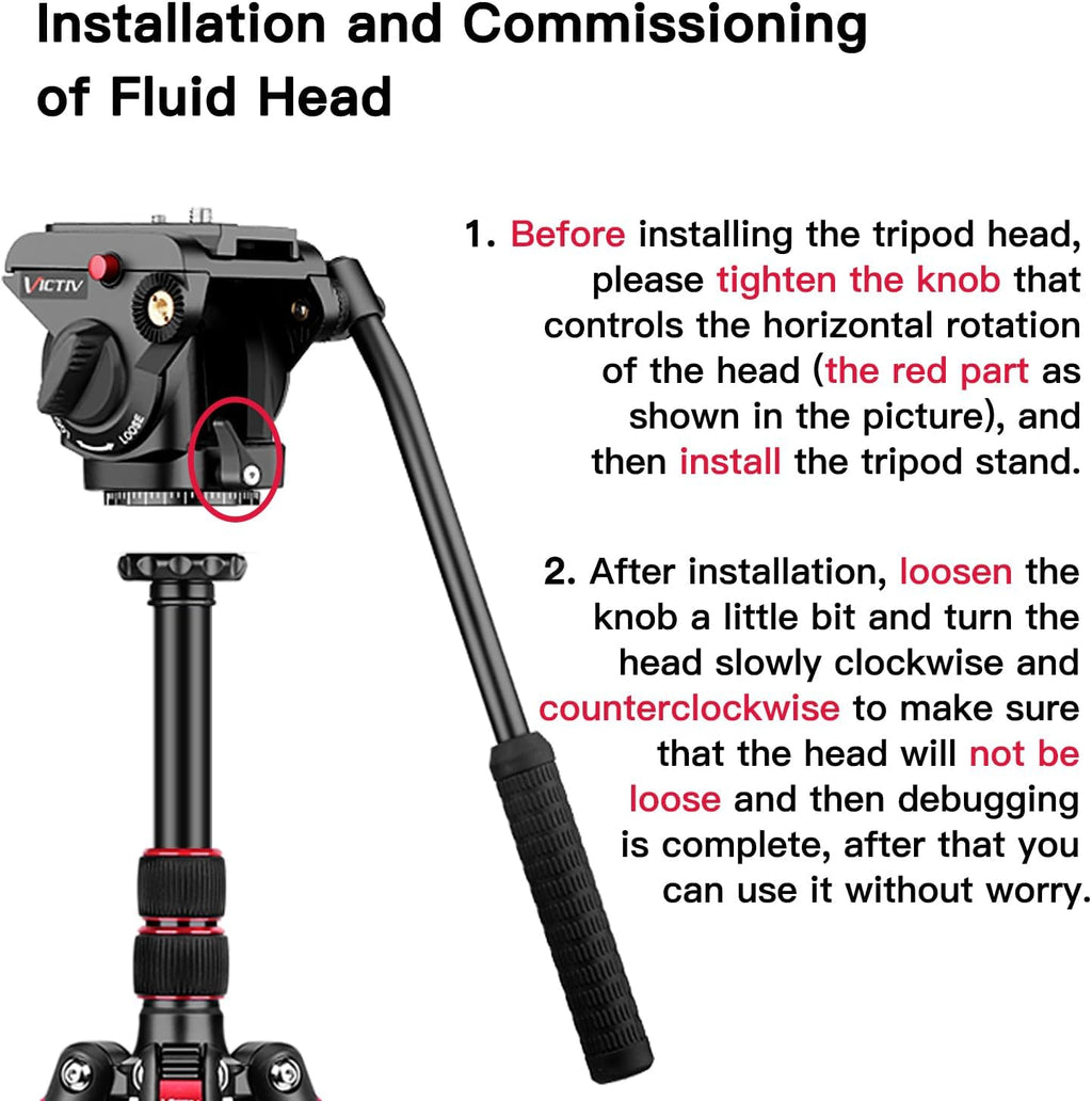 Victiv Video Tripod, 72" Heavy Duty Fluid Head Camera Tripod with Carry Bag