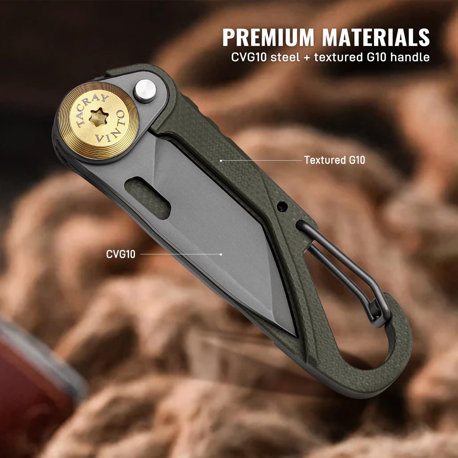 TACRAY Vinto 5-in-1 Pocket Multitool Folding Utility Knife for EDC