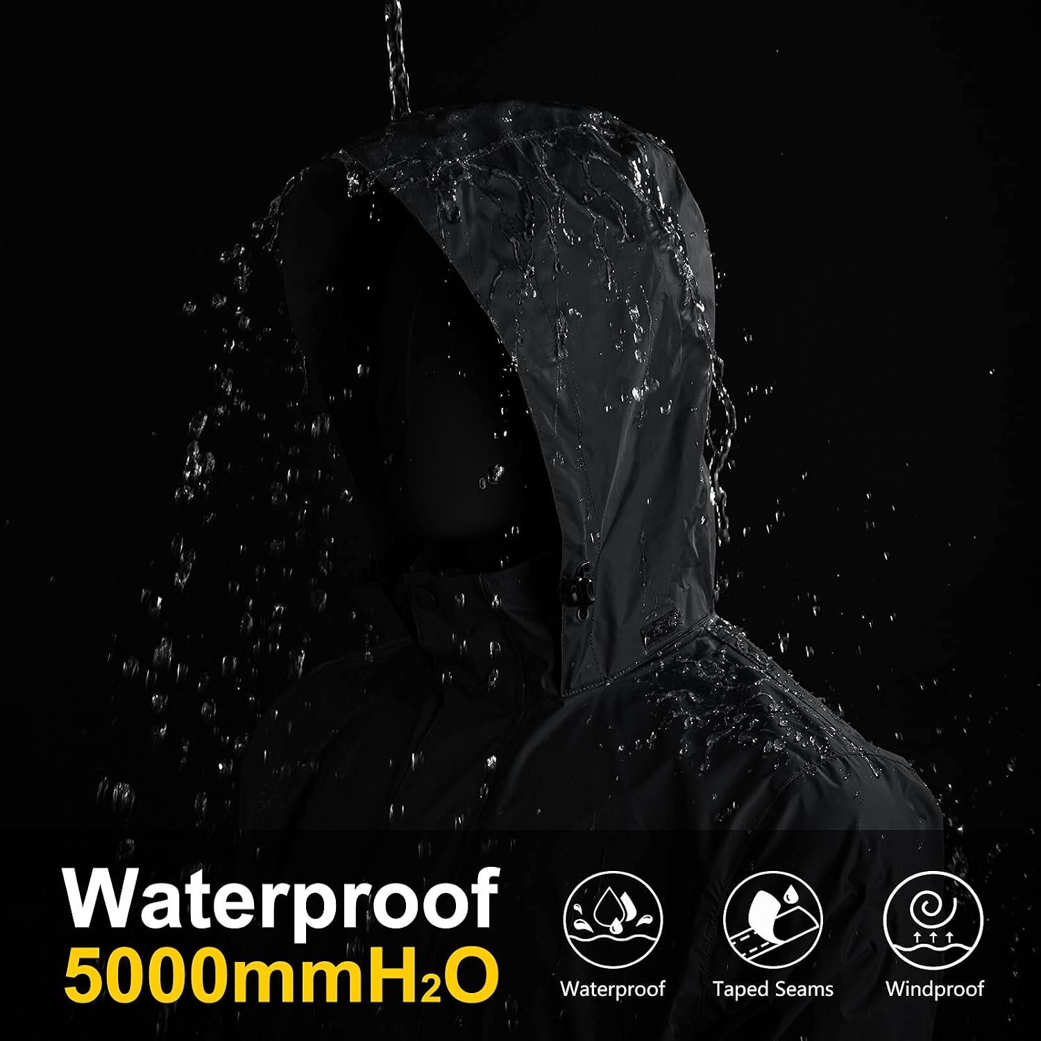 33,000ft Men's Packable Rain Jacket Lightweight Waterproof Golf Raincoat