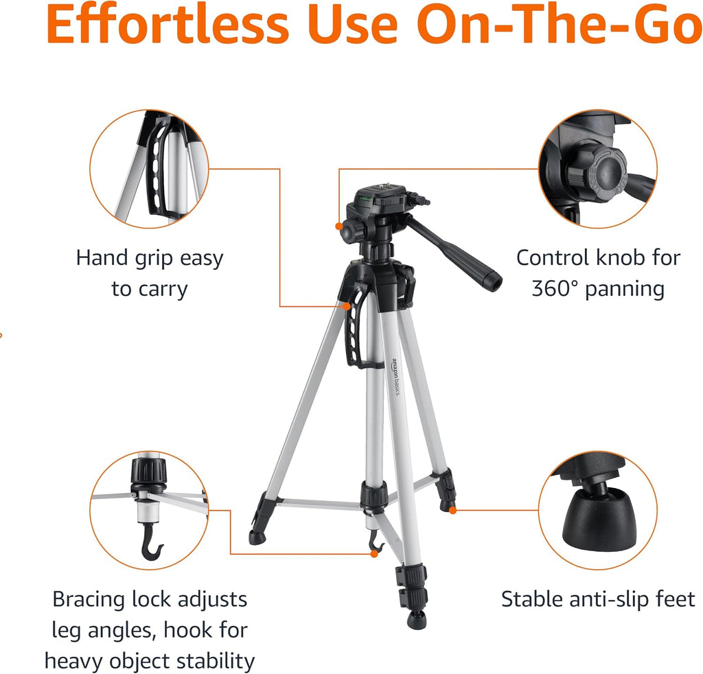 Amazon Basics 60-inch Lightweight DSLR Tripod with Bag, Black