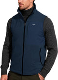 Mens Fleece Vest Mock Neck Full Zip Textured Sleeveless Jacket with Zippered Chest Pocket Active Fit Hiking Golf Top