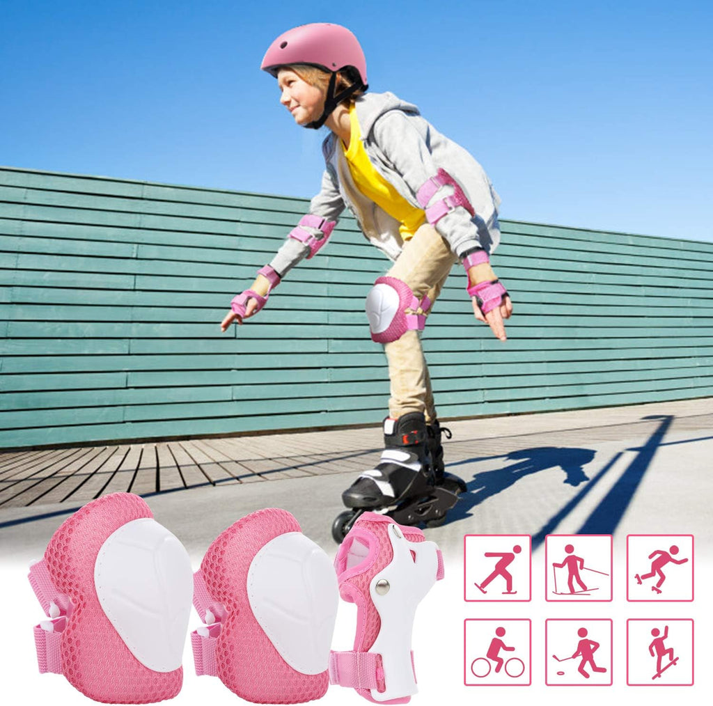 WayEee Kids Bike Helmet Set Knee Pads Adjustable Protective Gear, 3-14 Age