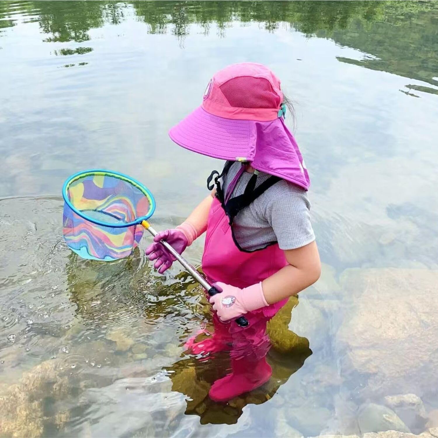 Fishing Net 2 Pack Retractable Lightweight Landing Net with Aluminum Rod Handle Fishing Nets for Youth Catch and Release Butterfly Nets