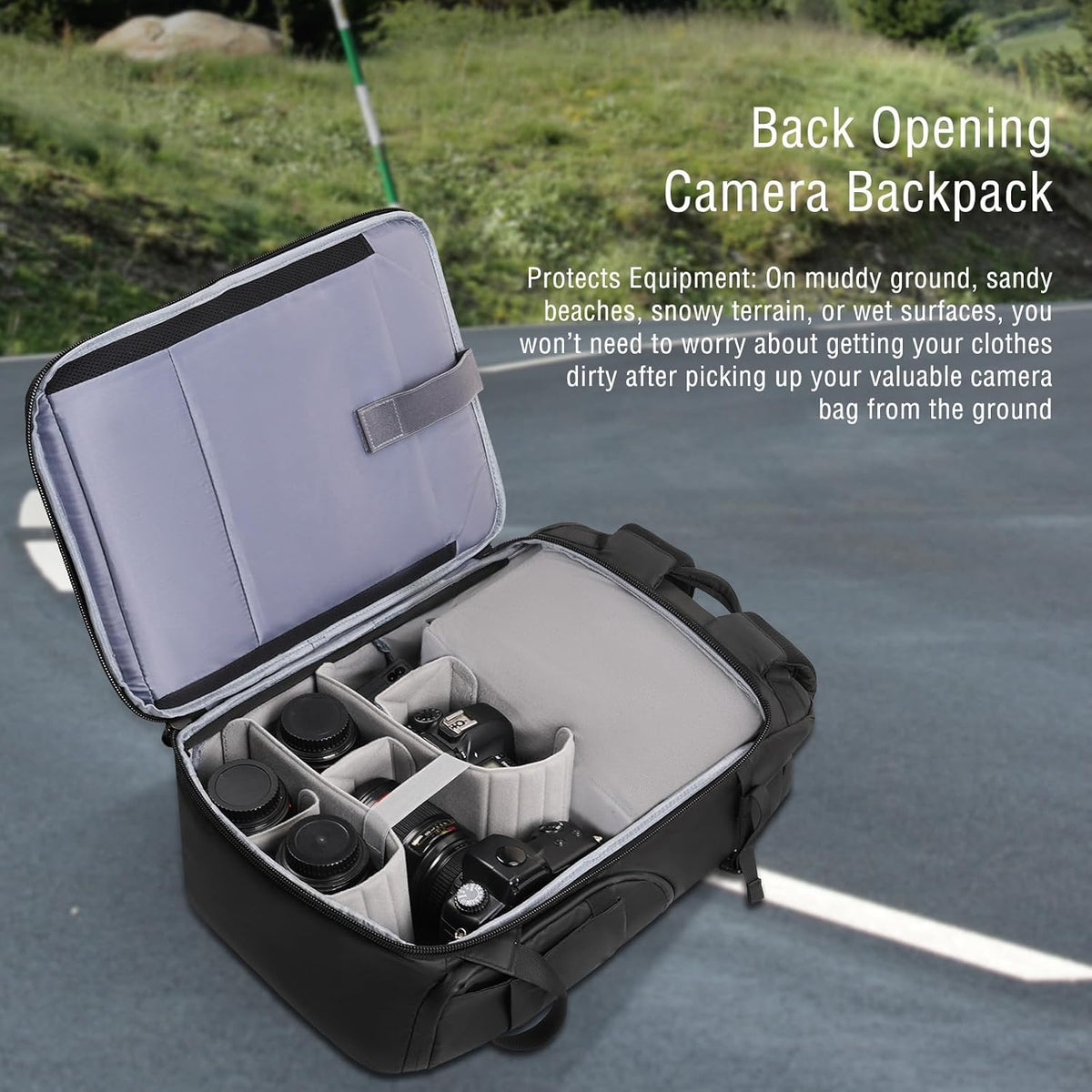 MOSISO Waterproof Camera Backpack, DSLR/SLR/Mirrorless Camera Bag, Black
