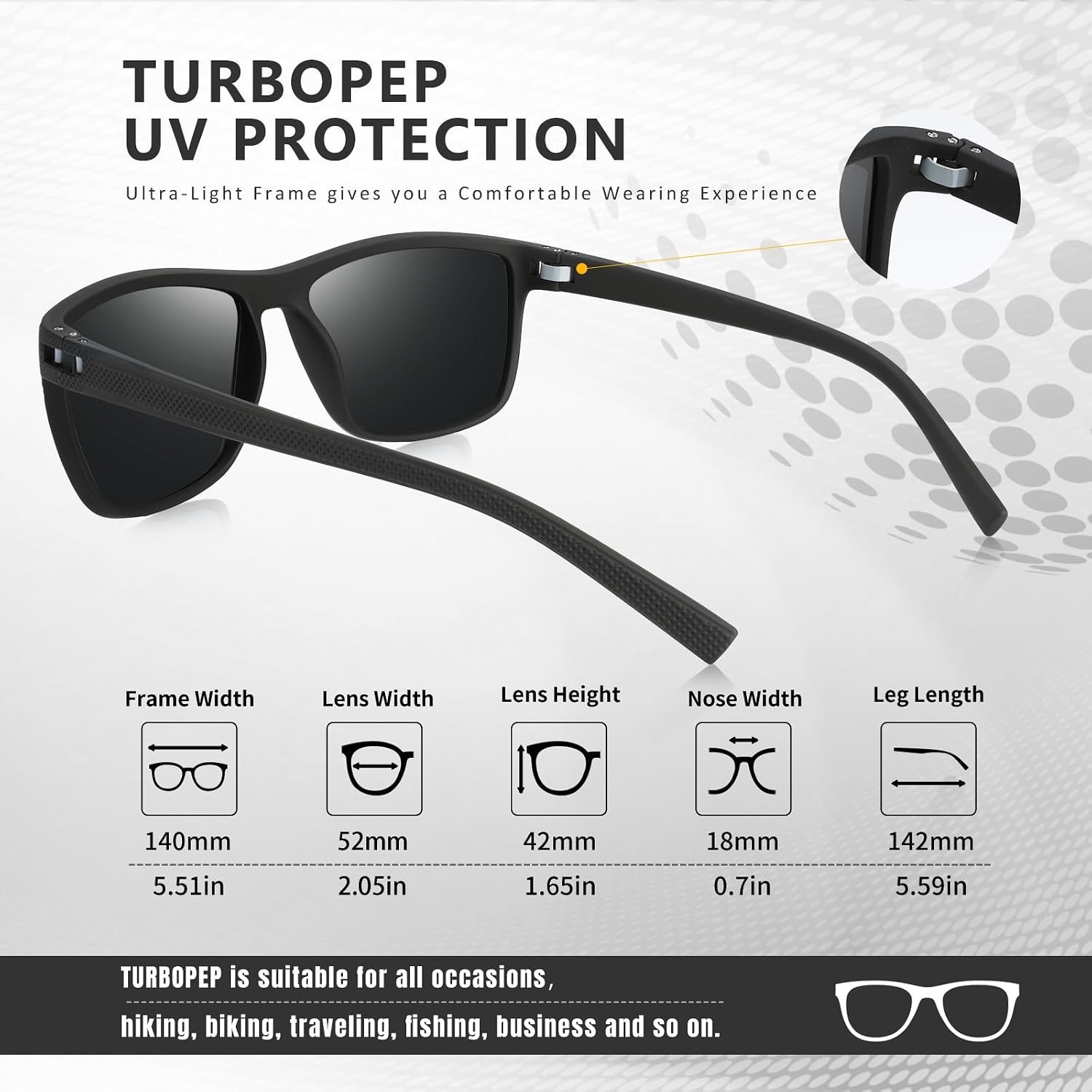 Square Polarized Sunglasses for Men and Women Lightweight Frame Sun Glasses with UV Protection