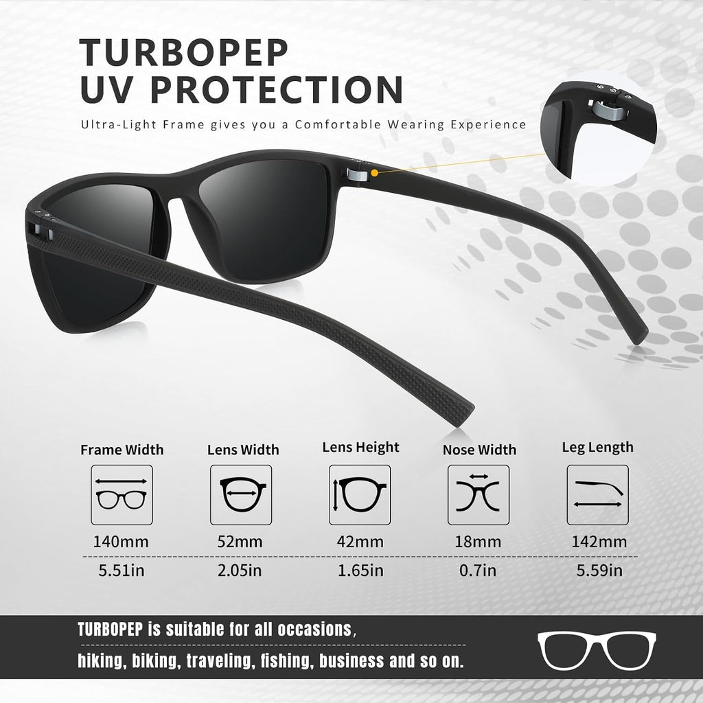 Square Polarized Sunglasses for Men and Women Lightweight Frame Sun Glasses with UV Protection