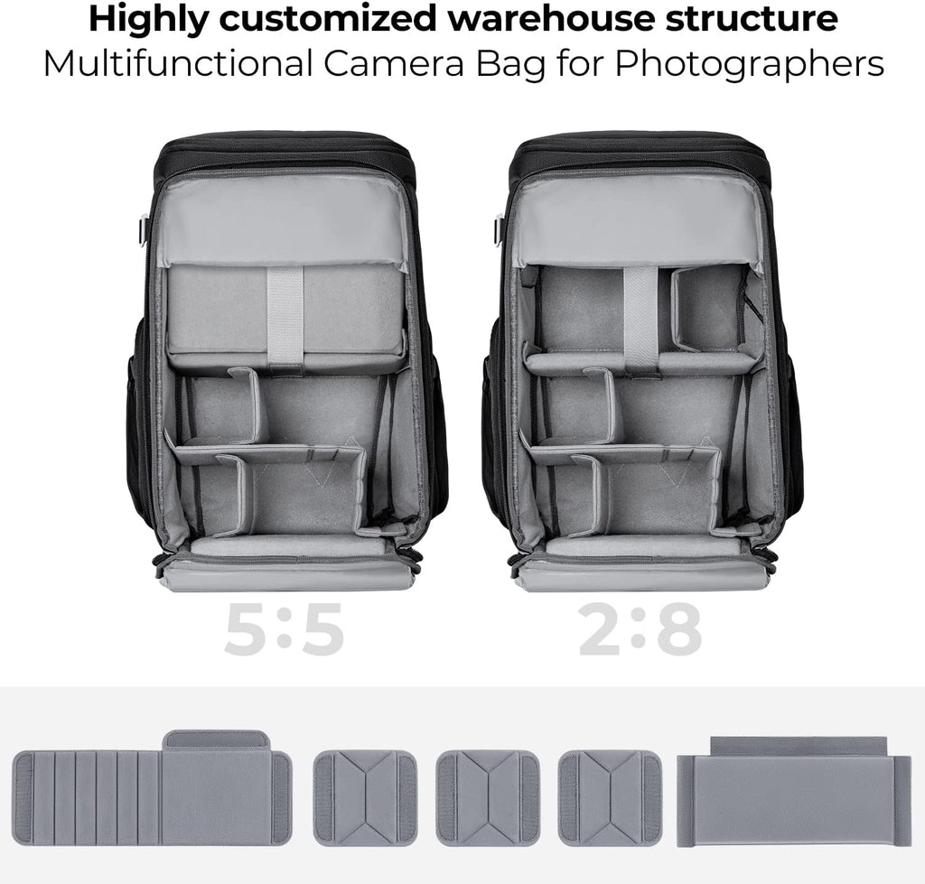 K&F CONCEPT Camera Backpack, 22L Expandable Camera Bag with Rain Cover