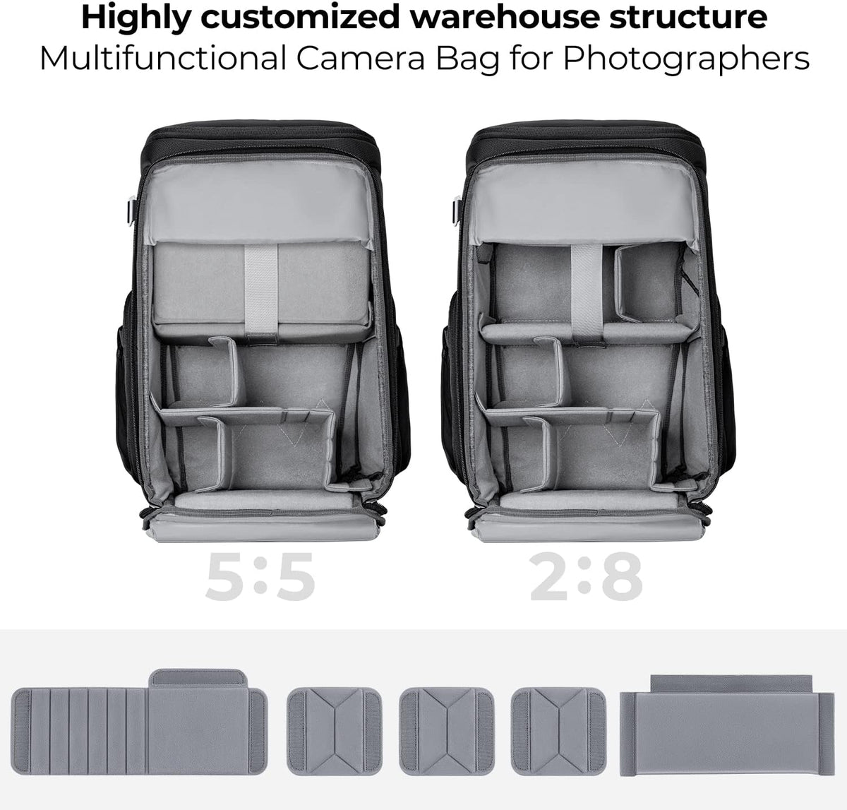 K&F CONCEPT Camera Backpack, 22L Expandable Camera Bag with Rain Cover
