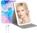 FUNTOUCH Rechargeable Travel Lighted Makeup Mirror with PU Leather Cover