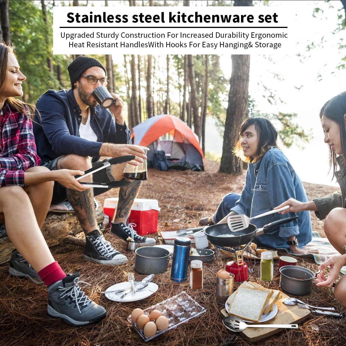 Camping Essentials Accessories Camping Gear Must Haves, Cooking Utensils Set Rv Camping Kitchen Backpacking Supplies Camper Gadgets Outdoor Hiking Travel Picnic Gifts