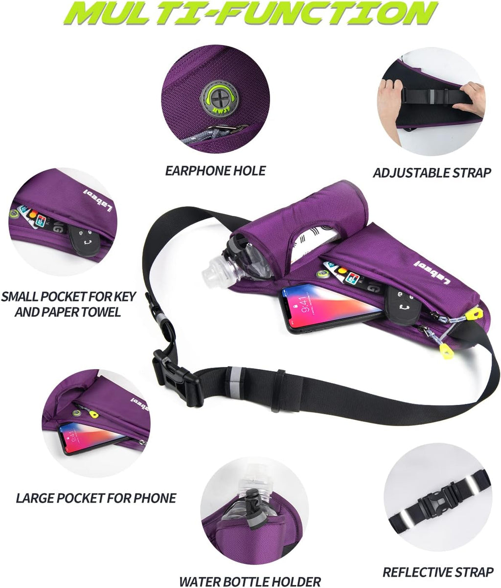 Labeol Running Belt, Waterproof Hydration Belt with Water Bottle Holder