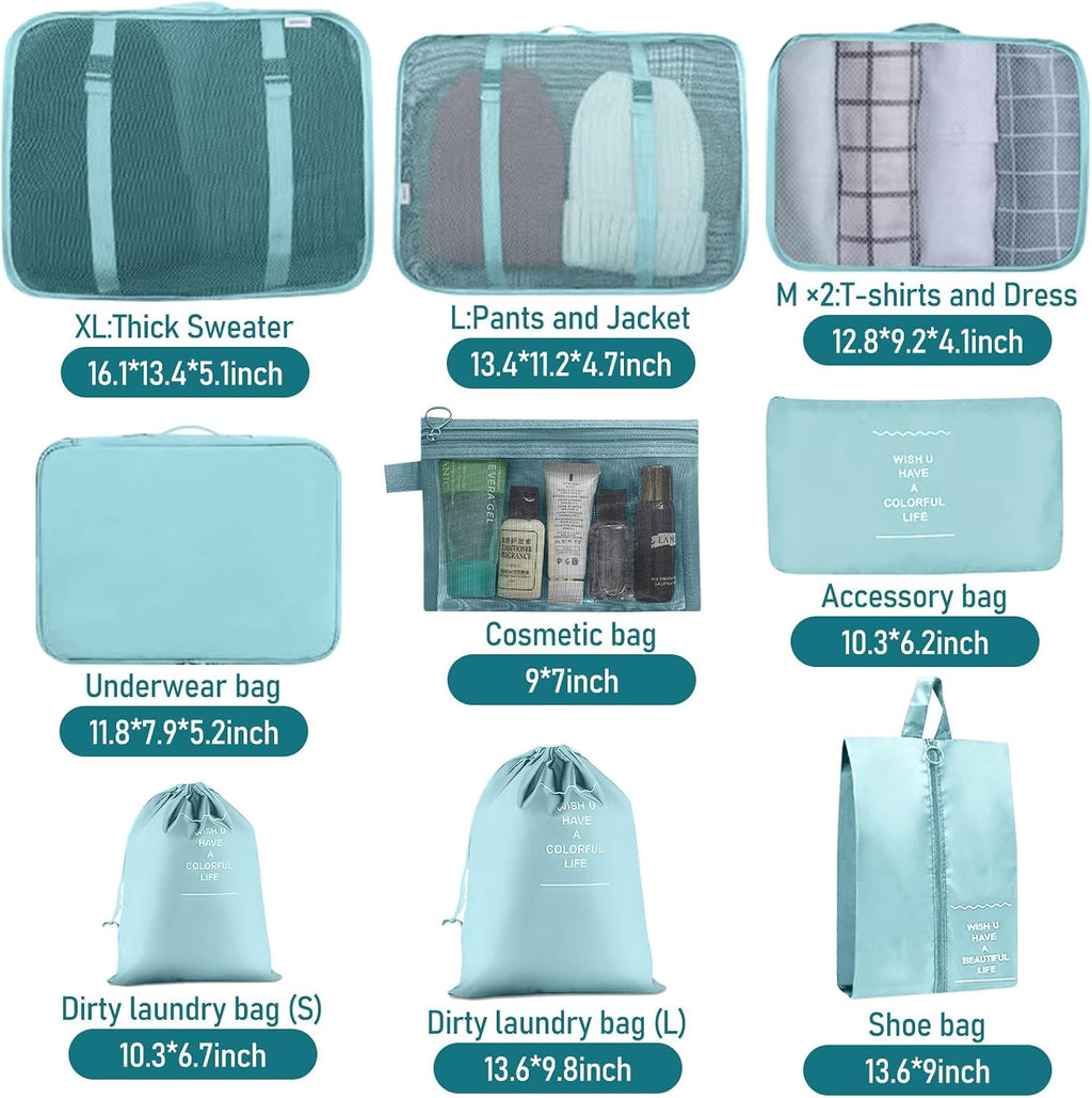 Packing Cubes for Travel 10 Set Luggage Organizer Bags