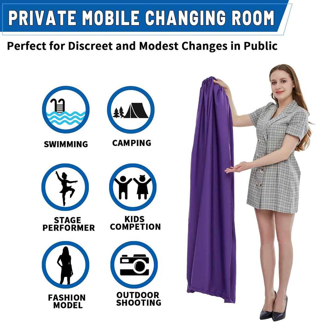 Portable Changing Room Privacy Shelter, Instant Dressing Room for Beach, Swimming, Boating, Dance Competition and Outdoor Use, Purple, 4.59ft