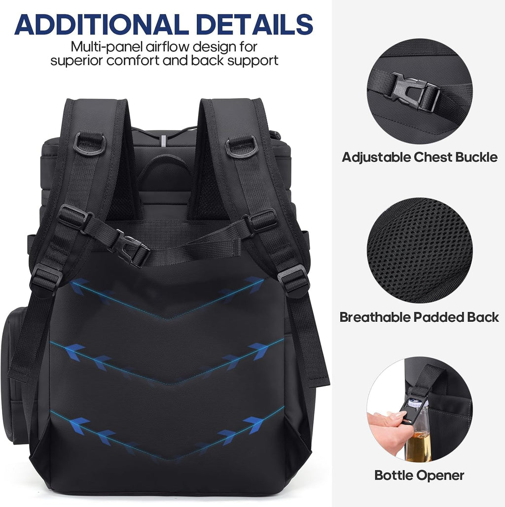 Backpack Cooler Insulated Leakproof 50Cans Lunch Ice Chest Bag Double Deck
