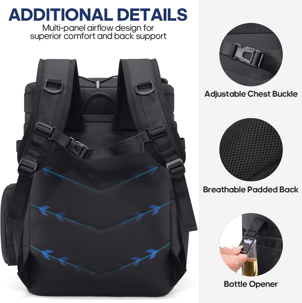 Backpack Cooler Insulated Leakproof 50Cans Lunch Ice Chest Bag Double Deck