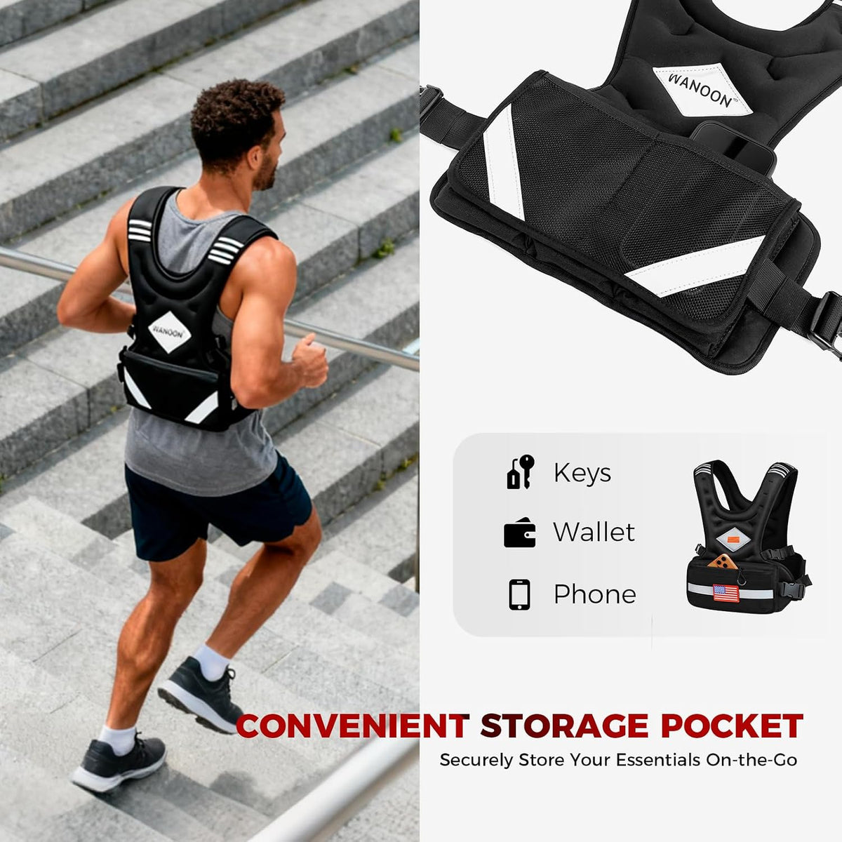 Weighted Vest Woman & Men, 6-10lb/8-20lb/8-30lb Adjustable weighted Vest With Pockets & Reflective Strips for Walking, Running, Hiking,Rucking, Workout, Strength Training