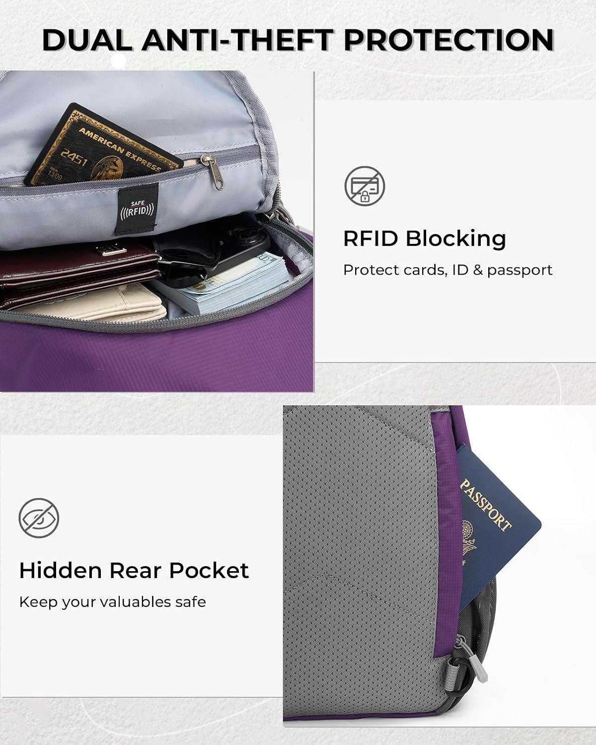Packable Crossbody Sling Bag for Men Women RFID Lightweight Travel Daypack