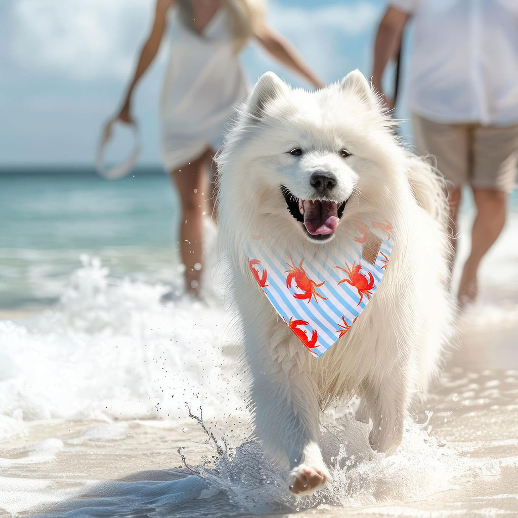 JarThenaAMCS 2Pcs Sea Dog Bandana Summer Ocean Animal Triangle Pet Scarf Double-Sided Adjustable Pet Neckerchief for Hawaiian Beach Party Decor Small Medium Large Cat Dog Costume Accessories