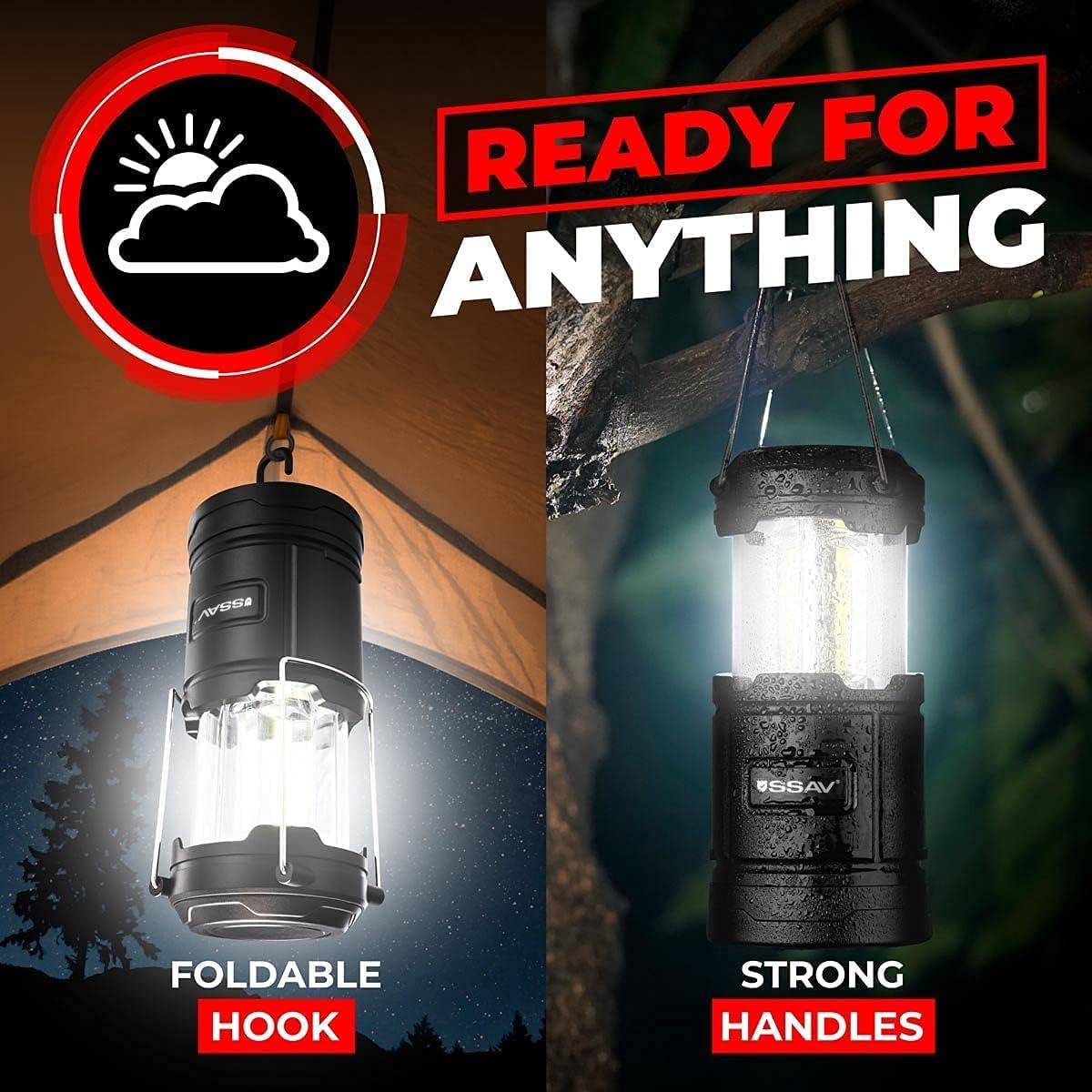 SSAV Battery Powered LED Lanterns (Batteries Included) (2 Pack)