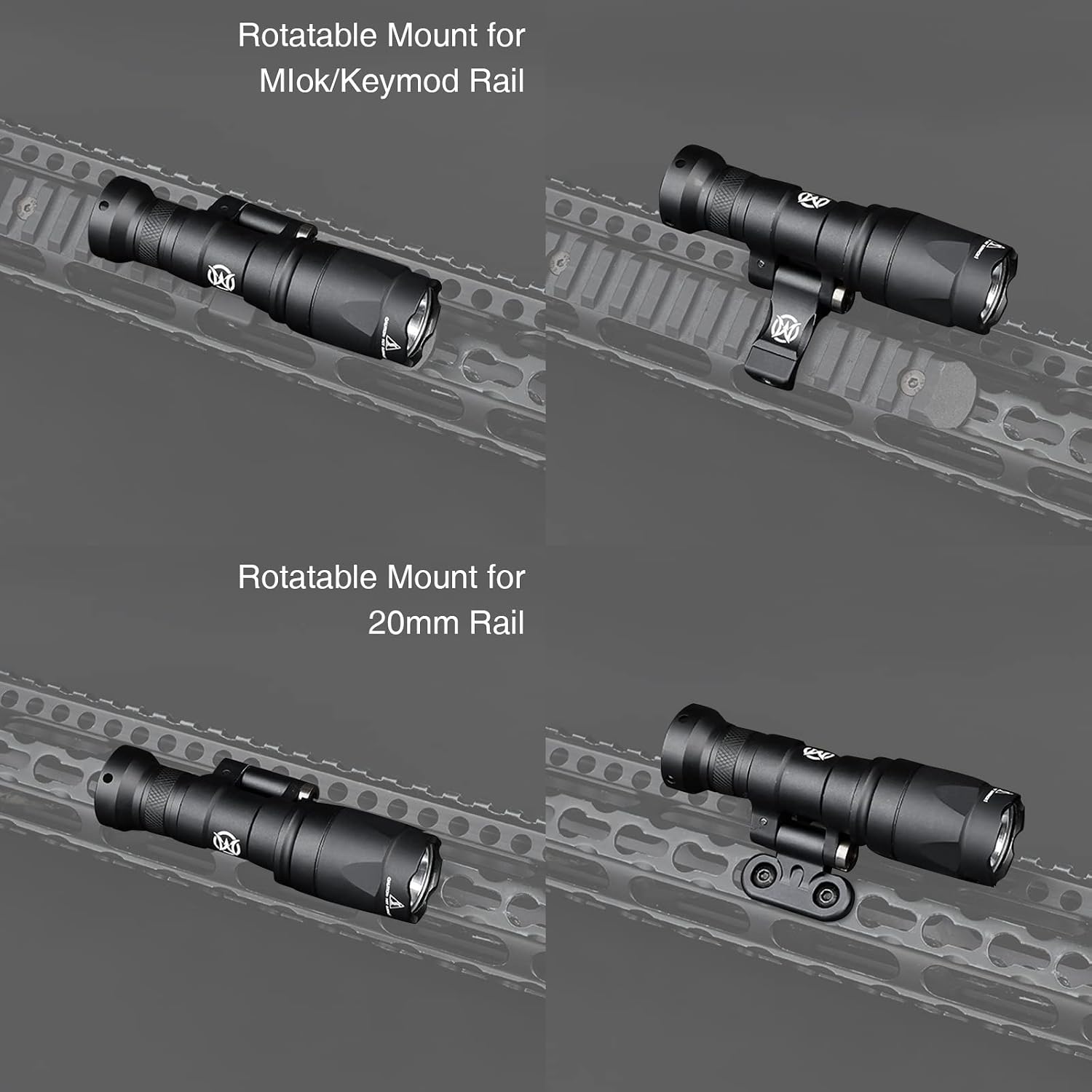 NOBUHIRO NOB#340A 540 Lumens Tactical Flashlight, 2 Rotating Base, 2 Switches