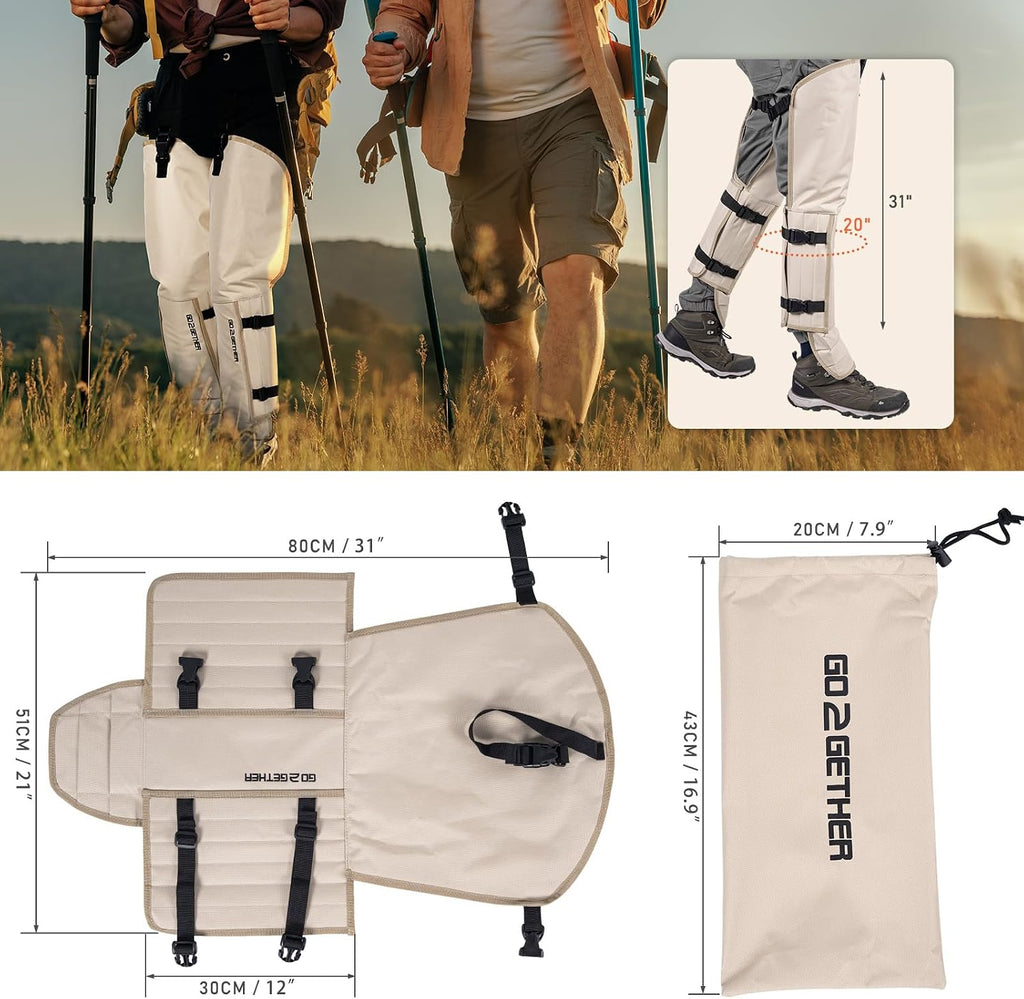 G2 GO2GETHER Snake Gaiter, Durable Snake Guard Gaiters for Hunting, Waterproof Snake Legging Chap for Men and Women,Snake Bite Protection Gaiter for Whole Leg with Adjustable Size