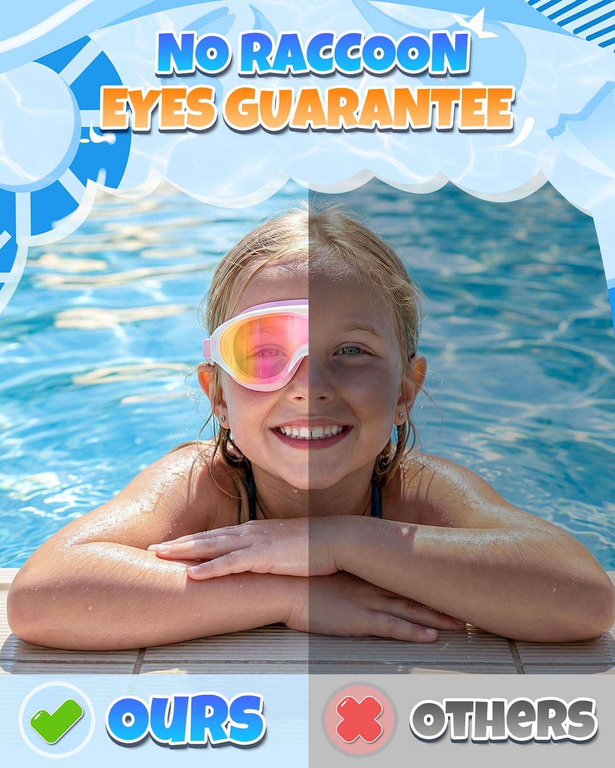Zoomsnail Kids Swim Goggles 2Pack, Leakproof Anti-fog UV Lens Swimming Goggles for Kids Boys & Girls 3-15