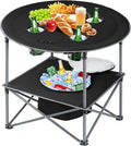 Portable Lightweight Folding Camping Table with Cooler and 4 Large Cup Holders Collapsible Picnic Camp Table Foldable Outdoor Table with Carry Bag for BBQ Tailgating Beach RV Travel Hiking