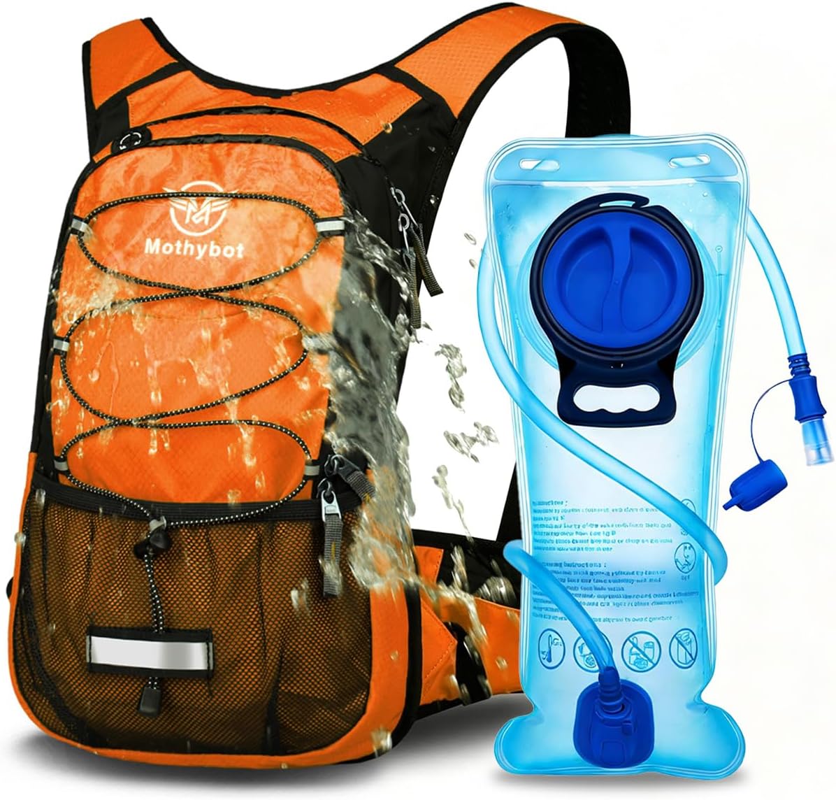Mothybot Hydration Pack, Insulated Hydration Backpack with 2L BPA Free Water Bladder and Storage, Hiking Backpack for Men, Women, Kids for Running, Cycling, Camping - Keep Liquid Cool up to 5 Hours