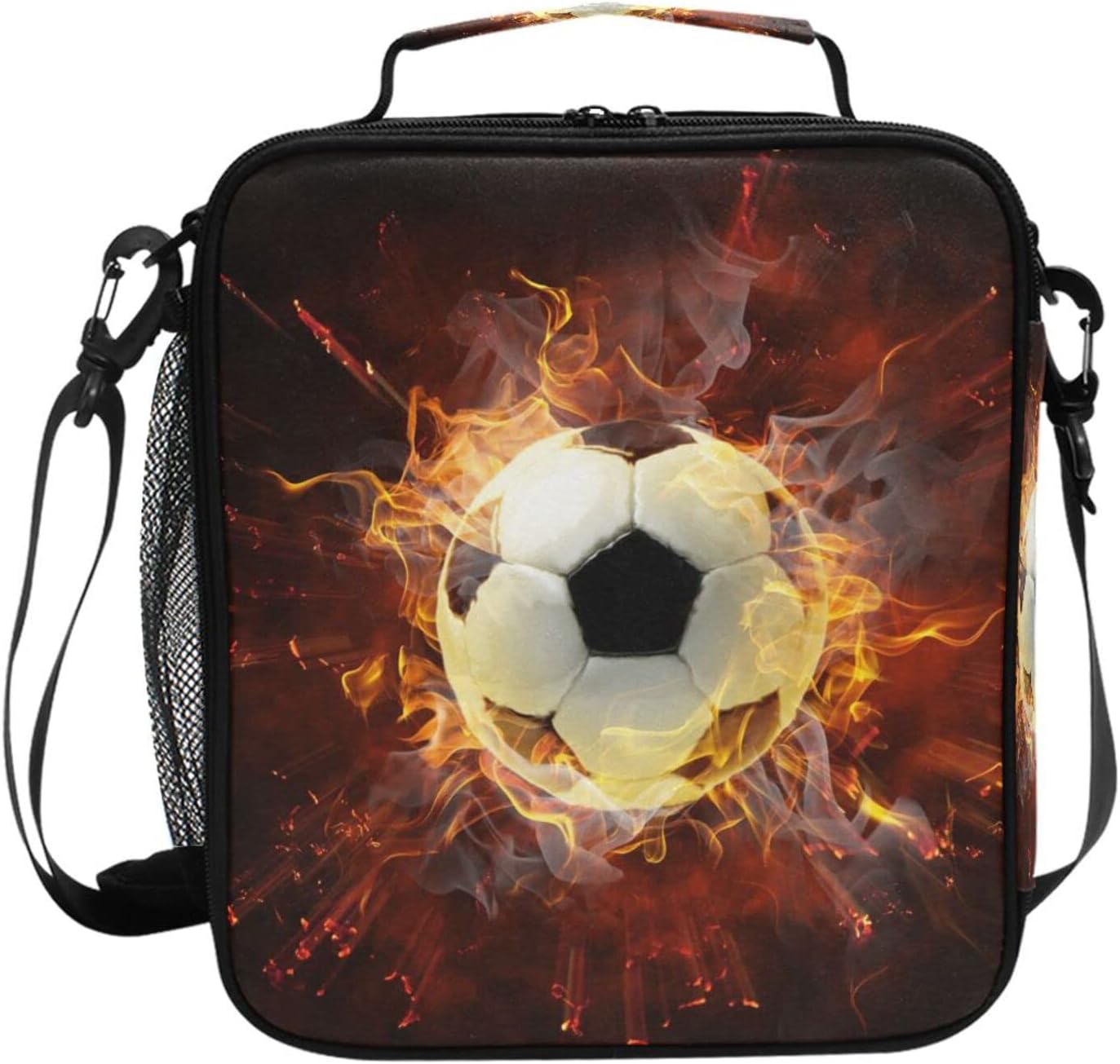 Soccer Lunch Box Insulated Lunch Bag Cooler Tote Bag