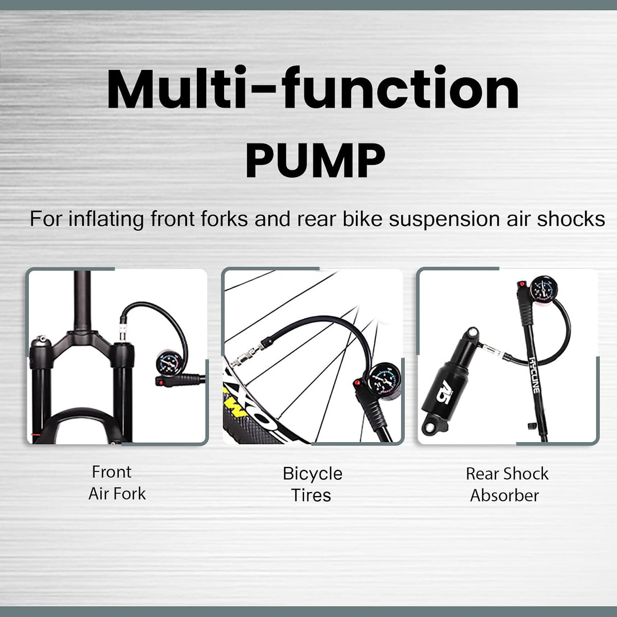 Hycline Shock Pump for Mountain Bike, High Pressure 300 Psi for Front Fork and Rear Bicycle Suspension Air Pump with Gauge Fits Schrader & Presta Tire Valve