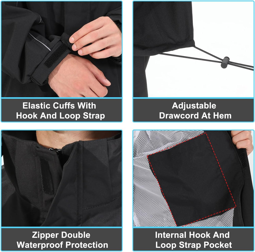 Rain Suit for Men Waterproof Packable Rain Jacket and Pants Set