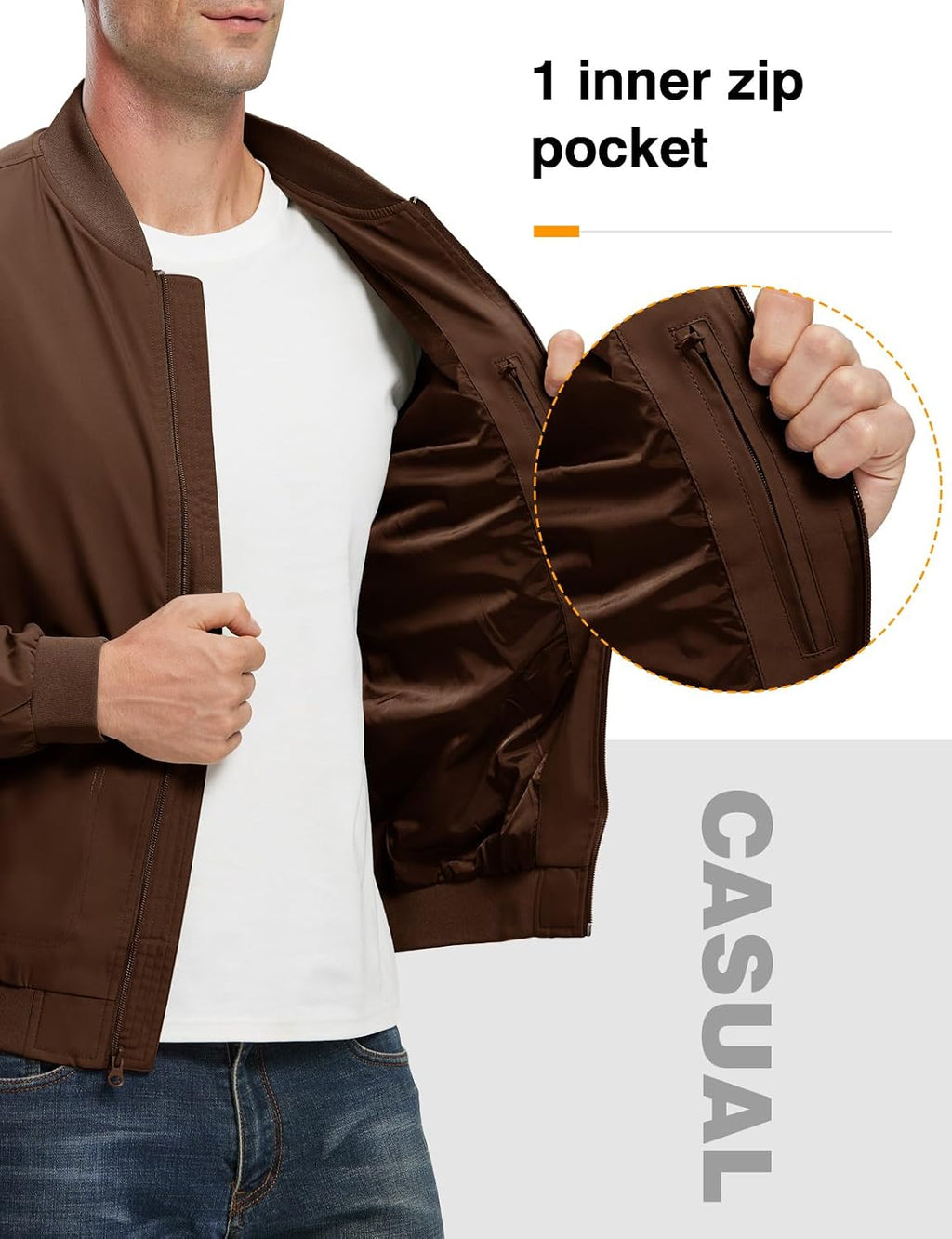 TBMPOY Men's Lightweight Jackets Casual Dress Golf Bomber Windbreaker Fall