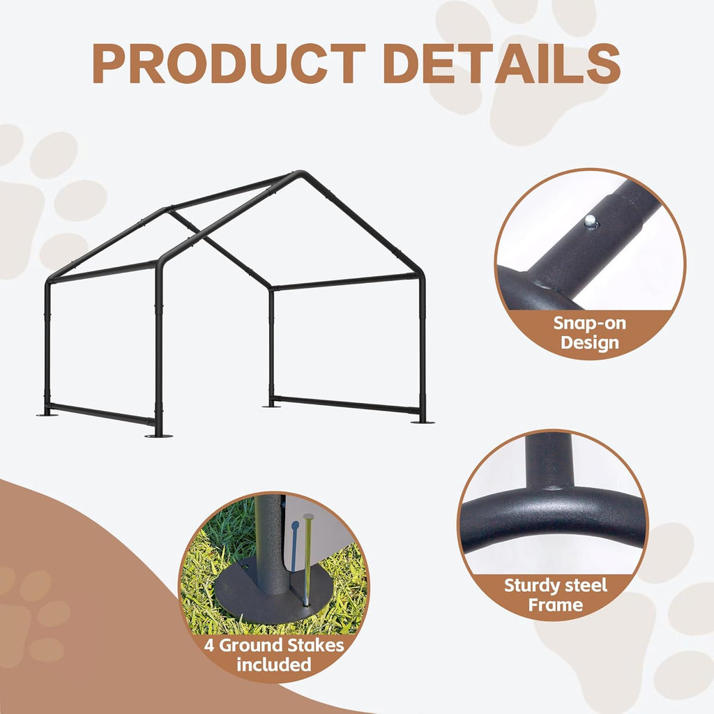 Extra Large Dog Shade Shelter 4'x4'x3' Waterproof, Outdoor Tent Canopy with Three-Sided Breathable Mesh Windows for Pet Medium Large Dogs, Cats, Pigs