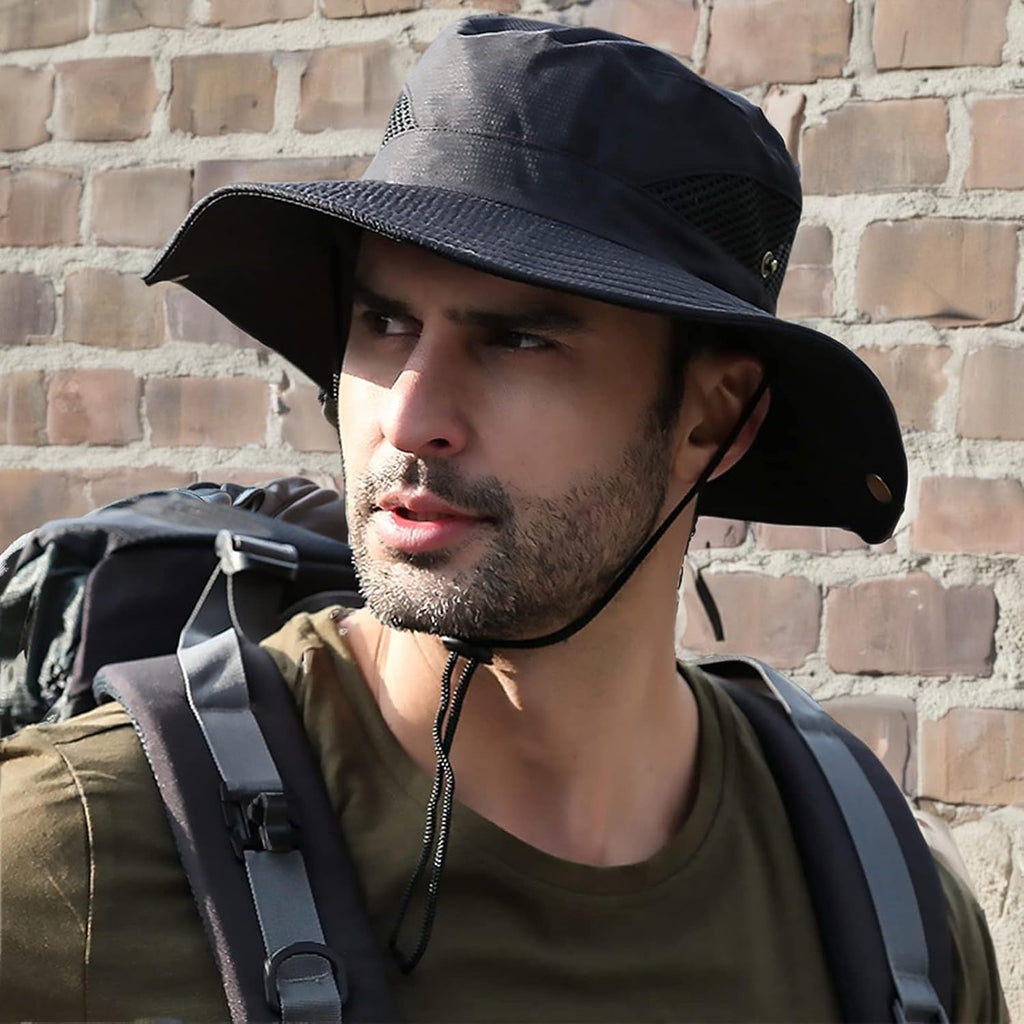 Sun Hats for Men Women UPF 50+ Wide Brim Bucket Hat Waterproof Packable Cowboy Hat for Fishing Beach Safari Gardening Golf