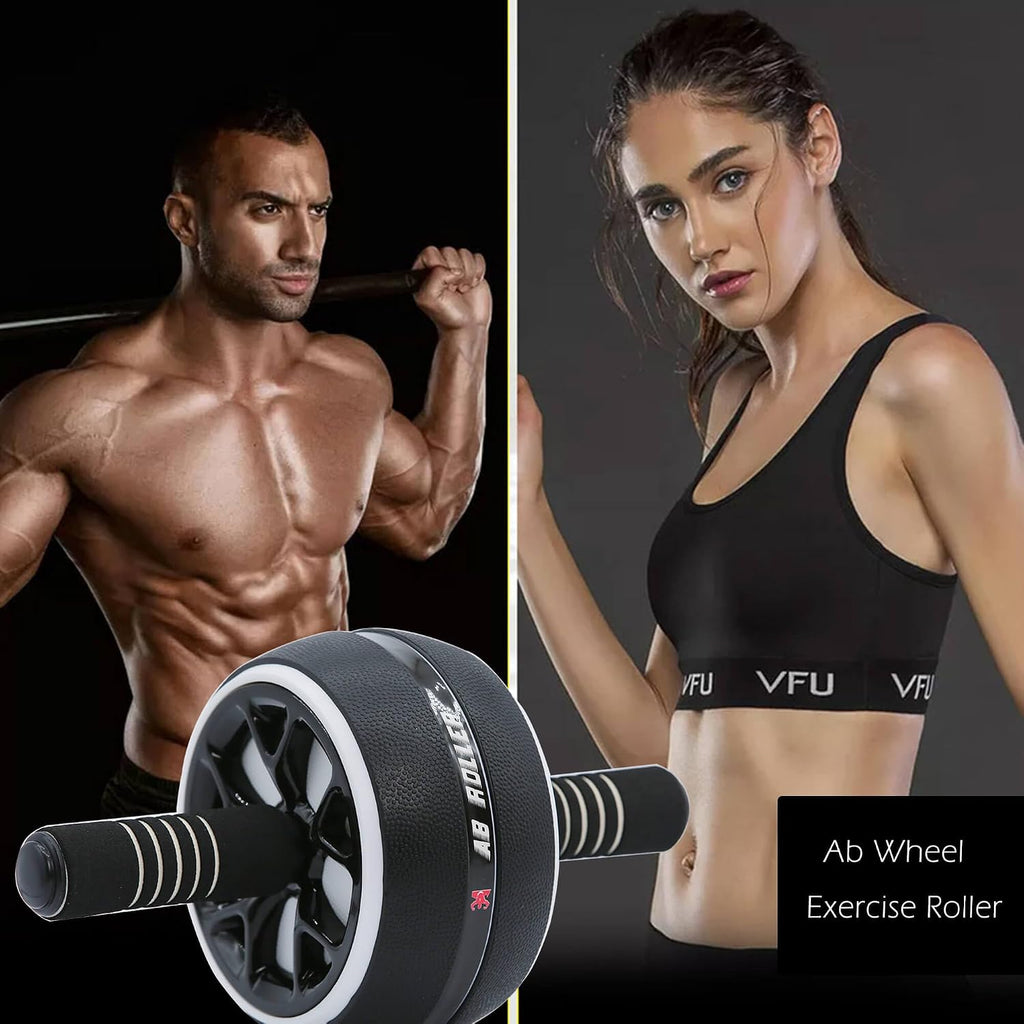 AB Wheel Roller, Exercise Abdominal Wheel Fitness for Gym & Home, Work-out Strength-Training Equipment with Knee Pad
