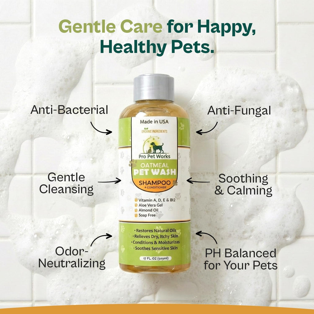 Oatmeal Dog Shampoo and Conditioner for Allergies, Itching and Sensitive Skin - Smelly, Itchy Pet Cleaning Supplies - Puppy Wash, Anti Itch and Dandruff, All Natural Formula - with Omega 3's