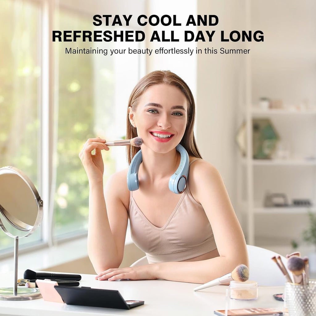 Morelax Neck Fan, USB Rechargeable Personal Fan,Hand Free Bladeless Portable Fans,4000 mAh, 3 Speeds,72 Air Faster softer 360° Cooling, Ultra Quiet,Gift Suitable for Home, Office, Travel, Sports