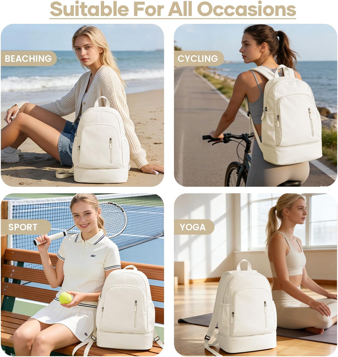 Gym Backpack for Women, Dance Volleyball Backpacks With Shoe Compartment
