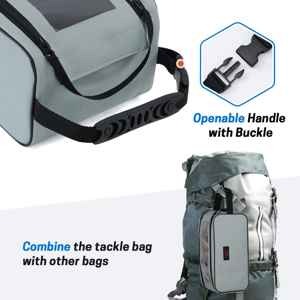 VISEMAN Fishing Tackle Bag, Waterproof Bait Storage Bag, Tackle Organizer