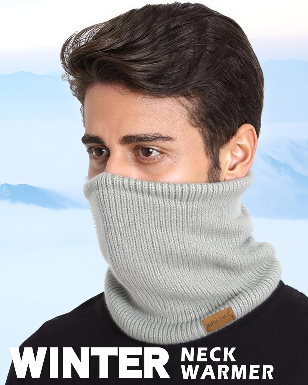 HONGTEYA Neck Gaiters for Men, Winter Neck Warmer Face for Men & Women,Thick Windproof Warm Lined Ski Mask